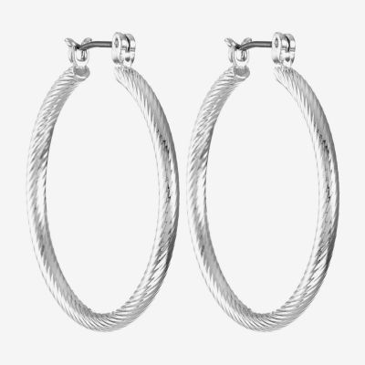 Liz Claiborne Silver Tone Textured Hoop Earrings