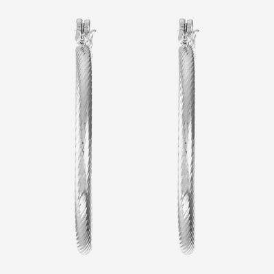 Liz Claiborne Silver Tone Textured Hoop Earrings