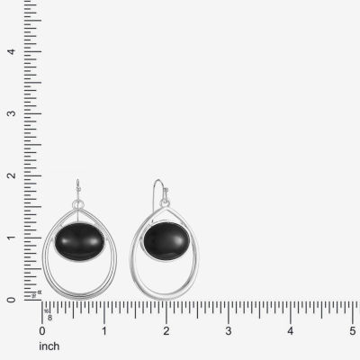 Liz Claiborne® Black Silver-Tone Drop Earrings