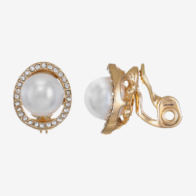 Monet Jewelry Simulated Pearl Clip On Earrings