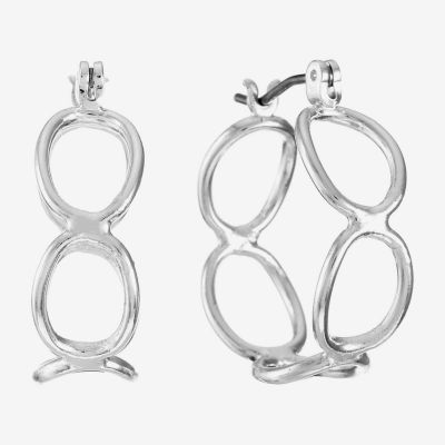 Liz Claiborne® Silver-Tone Openwork Circle Hoop Earrings