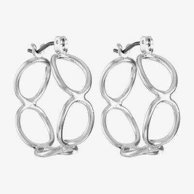 Liz Claiborne® Silver-Tone Openwork Circle Hoop Earrings