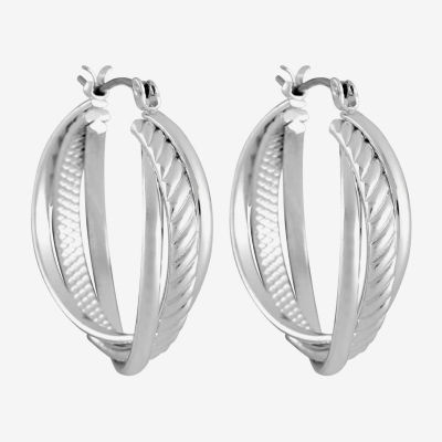 Liz Claiborne® Silver-Tone Textured Hoop Earrings