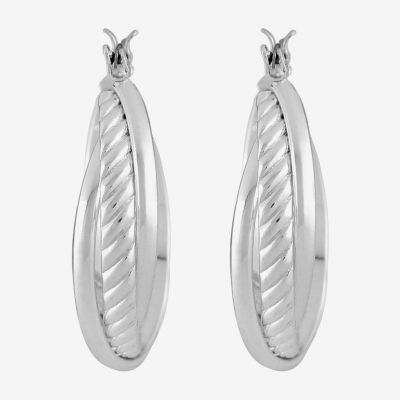 Liz Claiborne® Silver-Tone Textured Hoop Earrings