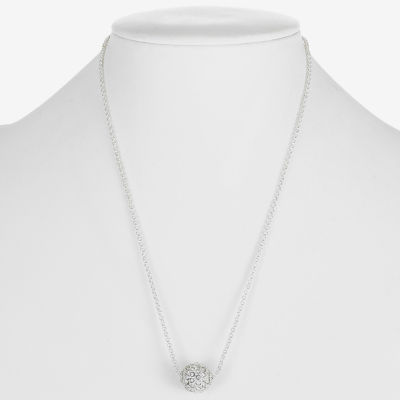 Monet® Silver-Tone Crystal Fireball Pendant Necklace