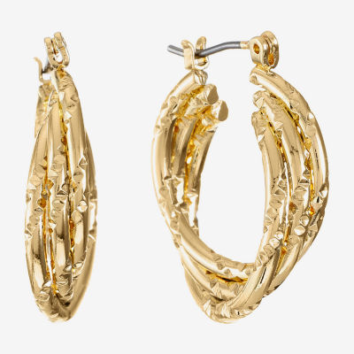 Liz Claiborne® Gold-Tone Small Twisted Hoop Earrings