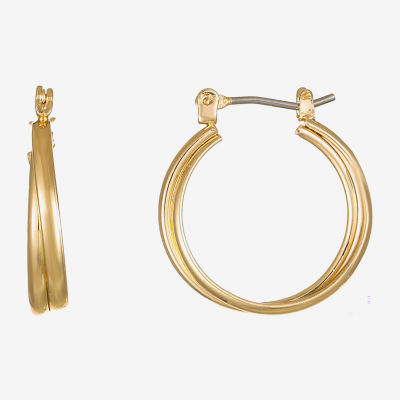 Monet® Gold-Tone 2-Row Smooth Hoop Earrings