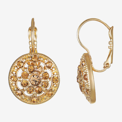 Monet® Gold-Tone Glass Cluster Drop Earrings