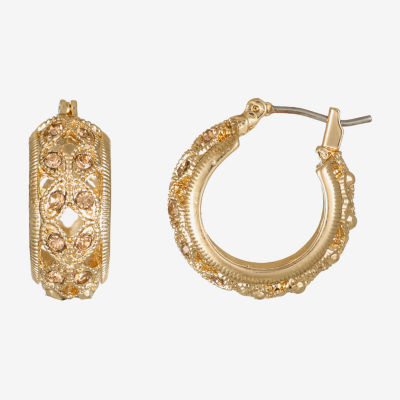Monet® Gold-Tone Glass Hoop Earrings, Color: Yellow JCPenney