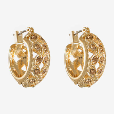 Monet® Gold-Tone Glass Hoop Earrings