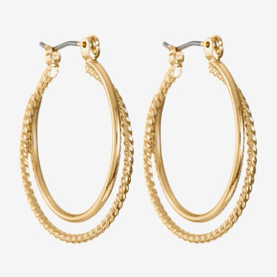 Monet® Gold-Tone 2-Row Hoop Earrings