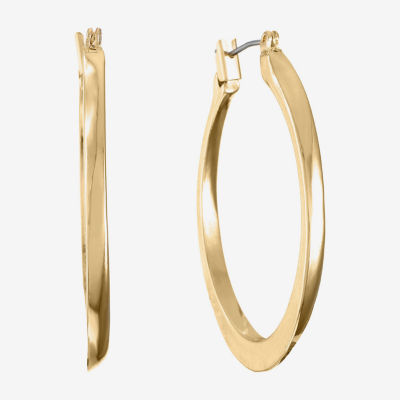 Monet® Gold-Tone Oval Edged Hoop Earrings