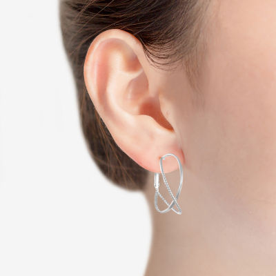 Liz Claiborne Silver Tone Criss Cross Hoop Earrings