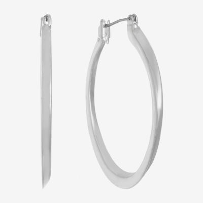 Monet Jewelry Silver Tone Oval Hoop Earrings