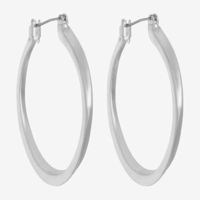 Monet Jewelry Silver Tone Oval Hoop Earrings