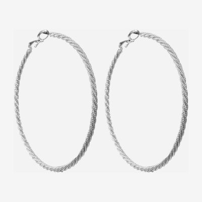 Monet Jewelry Silver Tone Twist Hoop Earrings