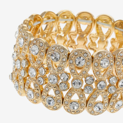 Monet Clear And Goldtone Stretch Bracelet