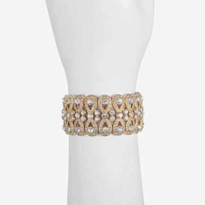 Monet Clear And Goldtone Stretch Bracelet