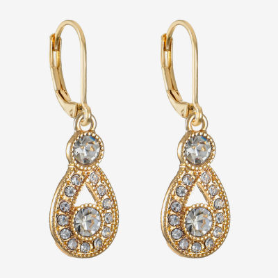 Monet Jewelry Gold Tone Womens White Pear Drop Earrings