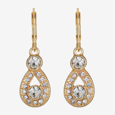 Monet Jewelry Gold Tone Womens White Pear Drop Earrings