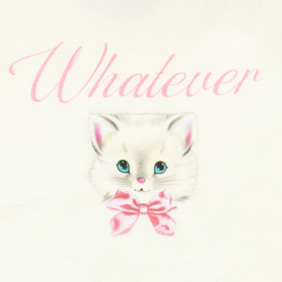 Whatever Cute Cat Graphic Womens Crew Neck Short Sleeve Crop Top Juniors