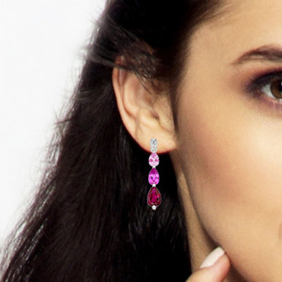 Gemstone Sterling Silver Pear Drop Earrings