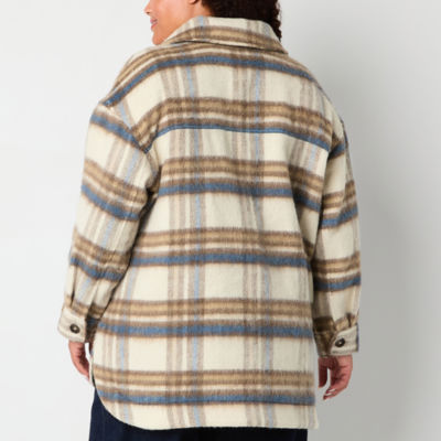 a.n.a Plaid Midweight Plus Shirt Jacket