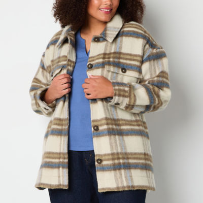 a.n.a Plaid Midweight Plus Shirt Jacket