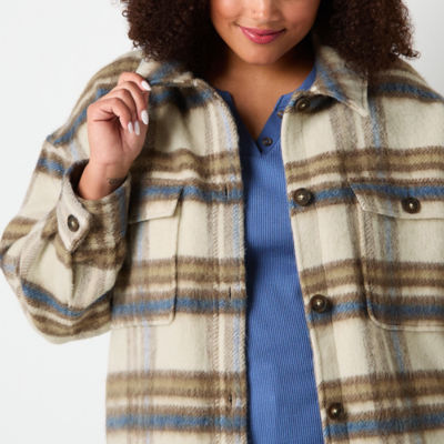 a.n.a Plaid Midweight Plus Shirt Jacket