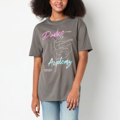 Juniors Dance Academy Oversized Tee Womens Crew Neck Long Sleeve Graphic T-Shirt