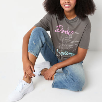 Juniors Dance Academy Oversized Tee Womens Crew Neck Long Sleeve Graphic T-Shirt