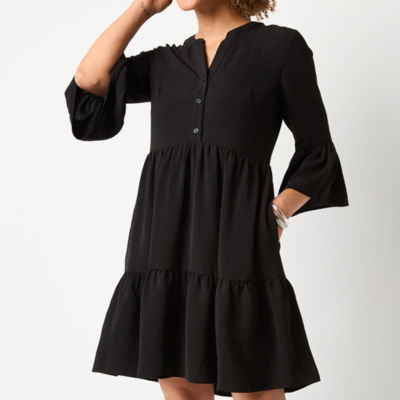 Be by CHETTA B Womens 3/4 Sleeve Babydoll Dress