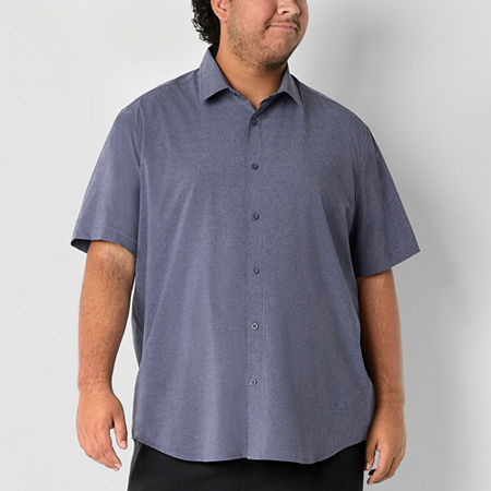 Stylus Big and Tall Mens Regular Fit Short Sleeve Button-Down Shirt, 5x-large Tall, Blue