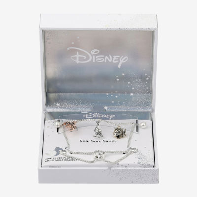 Disney Classics Simulated Pearl 14K Gold Over Brass 14k Rose Gold Over Brass 9 3/4 Inch Box Ariel The Little Mermaid Bolo Bracelet