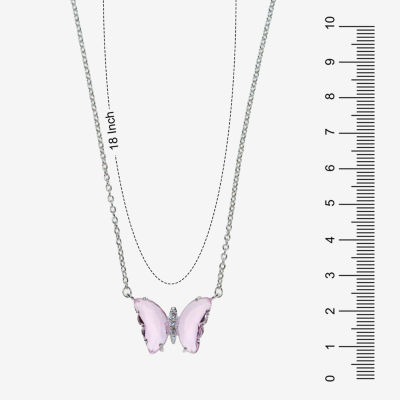 Sparkle Allure Light Up Box Womens Cubic Zirconia Pure Silver Over Brass Butterfly 2-pc. Jewelry Set