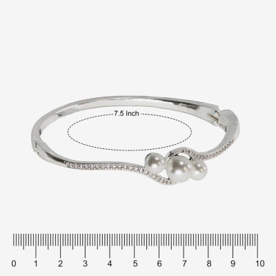 Sparkle Allure Pure Silver Over Brass Bangle Bracelet