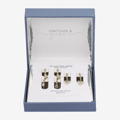 Gratitude & Grace 3 Pair Cubic Zirconia Earring Set