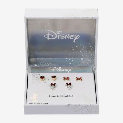 Disney Classics 3 Pair Cubic Zirconia Bow Minnie Mouse Earring Set