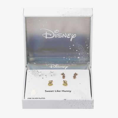 Disney Classics 3 Pair Cubic Zirconia Piglet Winnie The Pooh Earring Set