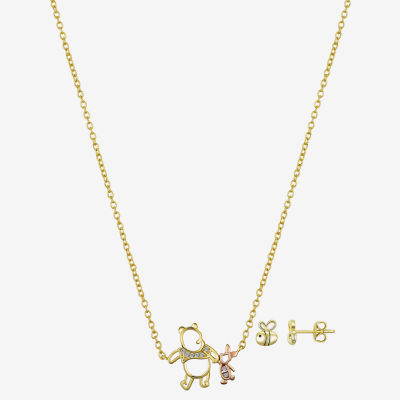 Disney Classics Honey Bee 2-pc. Cubic Zirconia 14K Gold Over Brass Pure Silver Over Brass Piglet Winnie The Pooh Jewelry Set