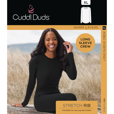 Cuddl Duds Womens Stretch Rib Crew Neck Long Sleeve Thermal Shirt