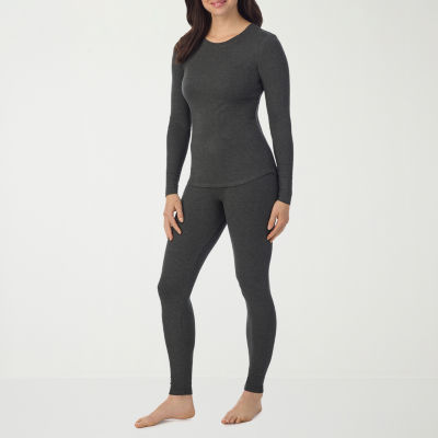 Cuddl Duds Womens Stretch Rib Crew Neck Long Sleeve Thermal Shirt