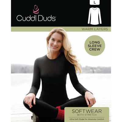Cuddl Duds Womens Softwear-Tall Crew Neck Long Sleeve Thermal Shirt