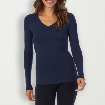 Cuddl Duds Womens Softwear V-Neck-Tall V Neck Long Sleeve Thermal Shirt
