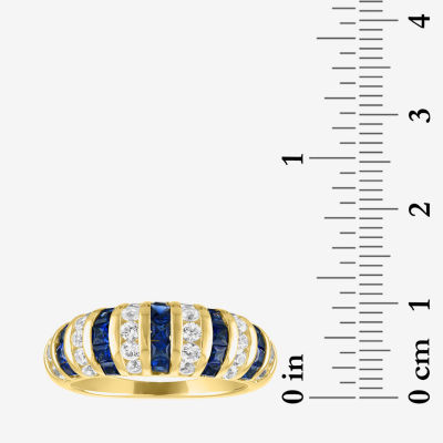 Womens Lab Created Blue Sapphire 14K Gold Over Silver Cocktail Ring