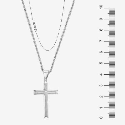 Mens Lord's Prayer 2-pc Stainless Steel Cross Necklace and ID bracelet Jewerly Set