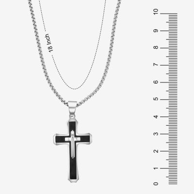 Mens 2-pc Stainless Steel Cross Necklace and ID bracelet Jewerly Set