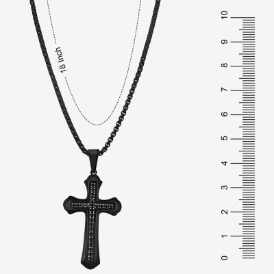 Black Cubic Zirconia Stainless Steel Cross 2-pc. Jewelry Set