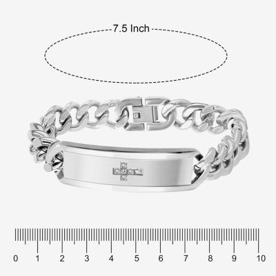 Mens 1/10 CT. T.W. Natural White Diamond Stainless Steel Cross 2-pc. Jewelry Set