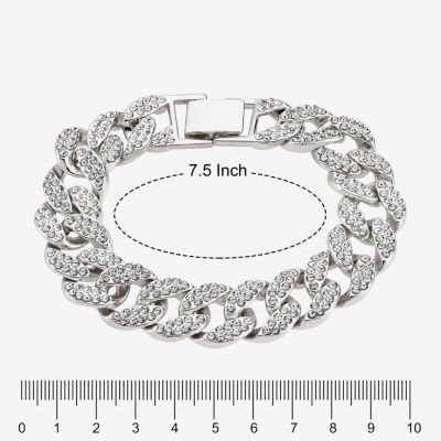 Mens Stainless Steel Solid Curb Chain Bracelet